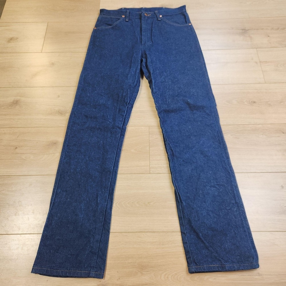 Wrangler 13MWZ Jeans Mens 33x34 Blue Medium Wash Cowboy Cut Straight Denim